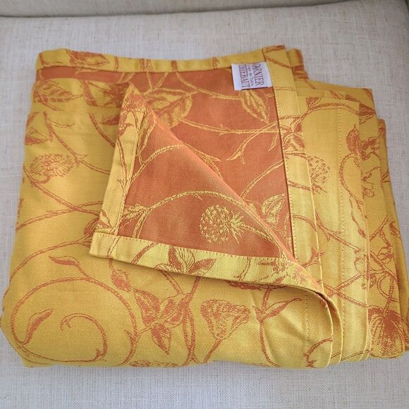 Garnier linge de table Thiebaut Cotton French Tablecloth yellow orange 67x94 new - Picture 2 of 10